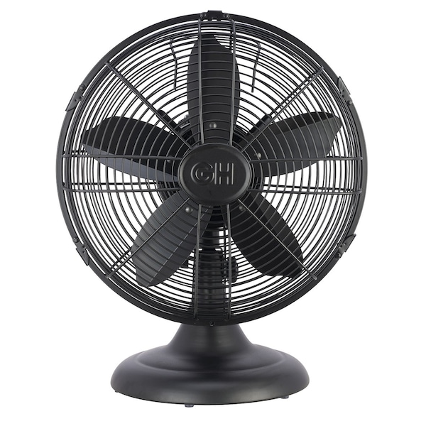 Good Housekeeping 12in Retro Table Fan in Matte Black - 92603