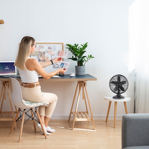 Good Housekeeping 12in Retro Table Fan in Matte Black - 92603