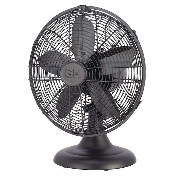 Good Housekeeping 12in Retro Table Fan in Matte Black - 92603