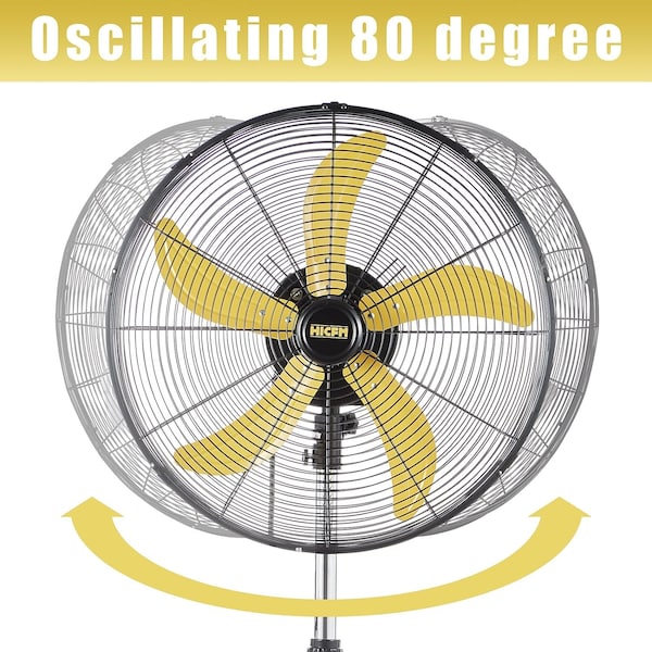 Edendirect 20in Heavy Duty High Velocity Pedestal Oscillating Fan with 1/5, Commercial or Industrial Fan - IR-FAN7808