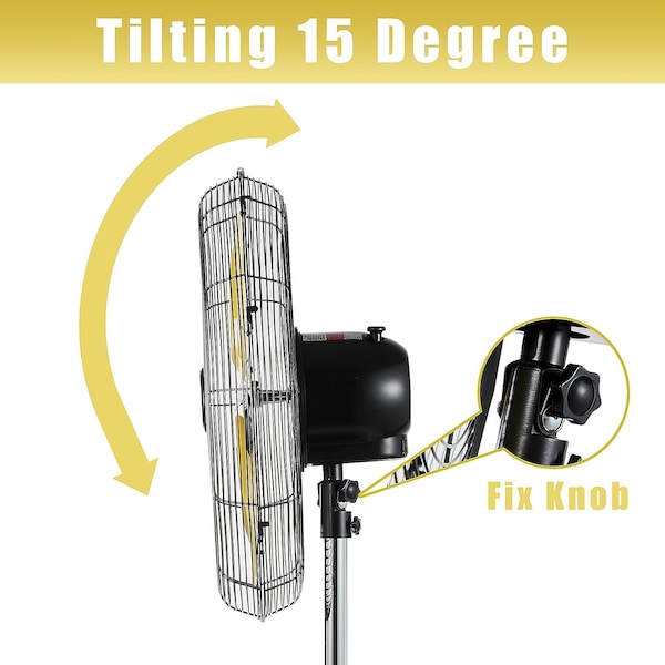 Edendirect 20in Heavy Duty High Velocity Pedestal Oscillating Fan with 1/5, Commercial or Industrial Fan - IR-FAN7808