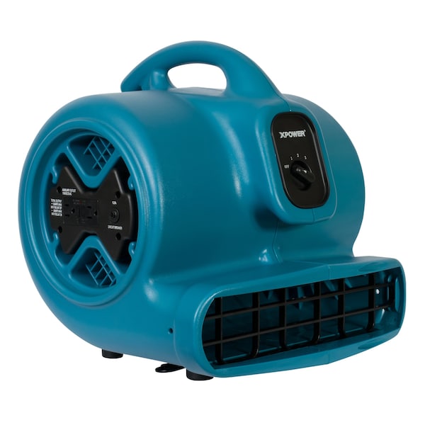 Xpower Air Mover W/ Power Outlets for Daisy Chain, 1/3 HP, 2600 CFM, 3.8 Amps, 4 Positions, 3 Speeds - P-600A