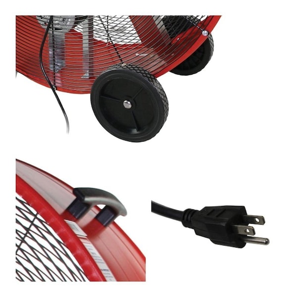 Maxx Air Portable Barrel Fan, 120 V, 2Speed, 5800 to 10,000 cfm Air, Red - BF42BD