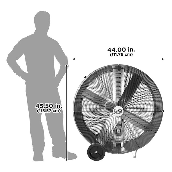Maxx Air Portable Barrel Fan, 120 V, 2Speed, 5800 to 10,000 cfm Air, Red - BF42BD