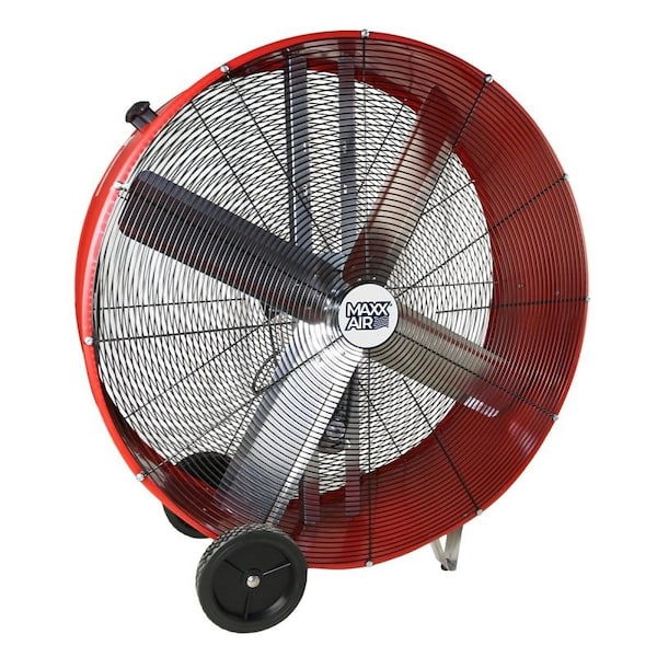 Maxx Air Portable Barrel Fan, 120 V, 2Speed, 5800 to 10,000 cfm Air, Red - BF42BD