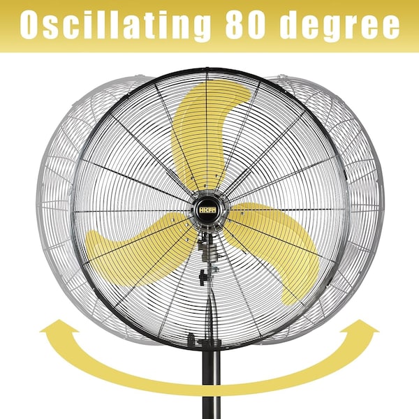 Elexnux 30in 120V 3-Speed High Velocity Indoor or Outdoor Yellow Oscillating Misting Pedestal Fan - IR-FAN7802