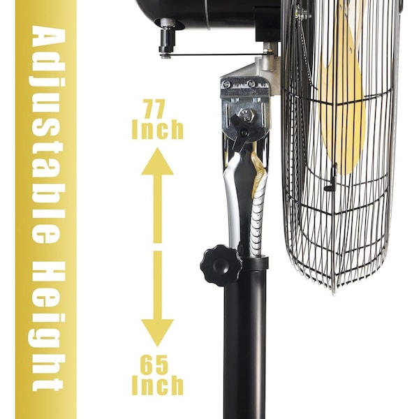 Elexnux 30in 120V 3-Speed High Velocity Indoor or Outdoor Yellow Oscillating Misting Pedestal Fan - IR-FAN7802