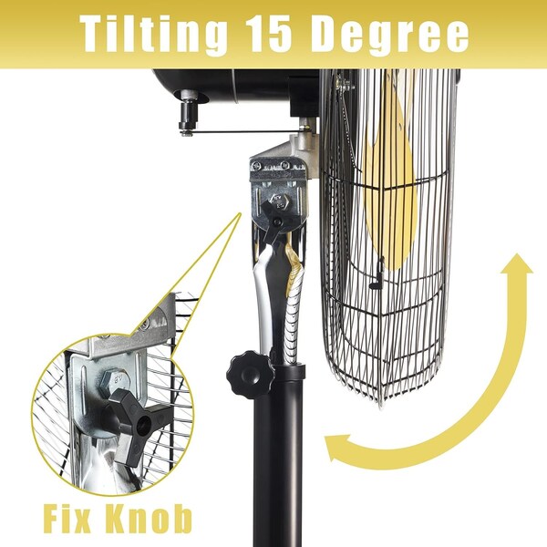 Elexnux 30in 120V 3-Speed High Velocity Indoor or Outdoor Yellow Oscillating Misting Pedestal Fan - IR-FAN7802