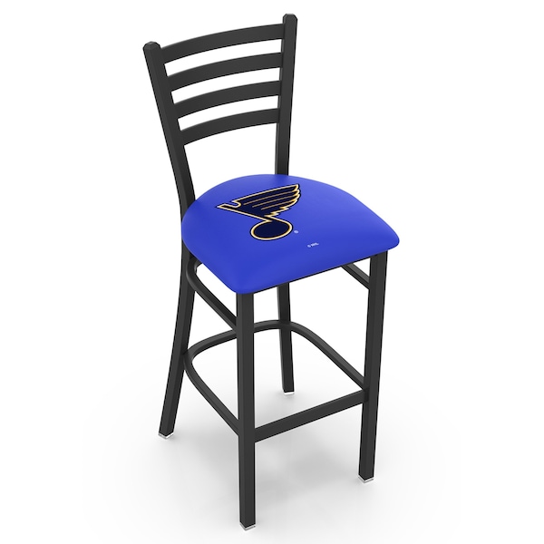 Holland Bar Stool Co 25" Blk Wrinkle St Louis Blues Stationary Counter Stool, Ladder Back - L00425STLBLU