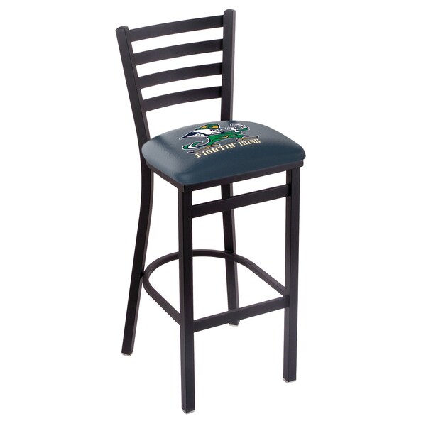 Holland Bar Stool Co 25" Blk Wrnkl Notre Dame Leprechaun Station Counter Stool, Ladder Back - L00425ND-LEP