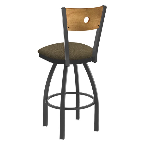Holland Bar Stool Co 25" Swivel Counter Stool, Pewter Finish, Med Back, Graph Cork Seat - 83025PWMEDMPLB017