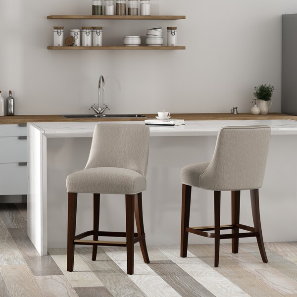 Manhattan Comfort Beever Counter Stool  in Taupe - Set of 2 - 2-CS024-TP
