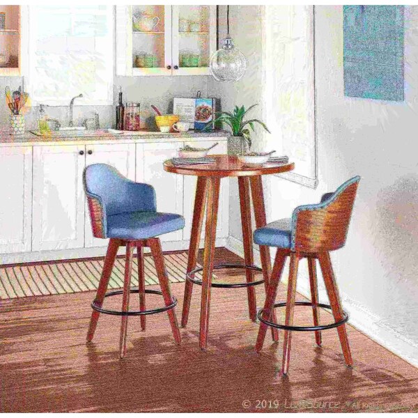 Lumisource Ahoy Counter Stool in Walnut and Grey Faux Leather - B26-AHOY WL+GY