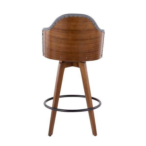 Lumisource Ahoy Counter Stool in Walnut and Grey Faux Leather - B26-AHOY WL+GY