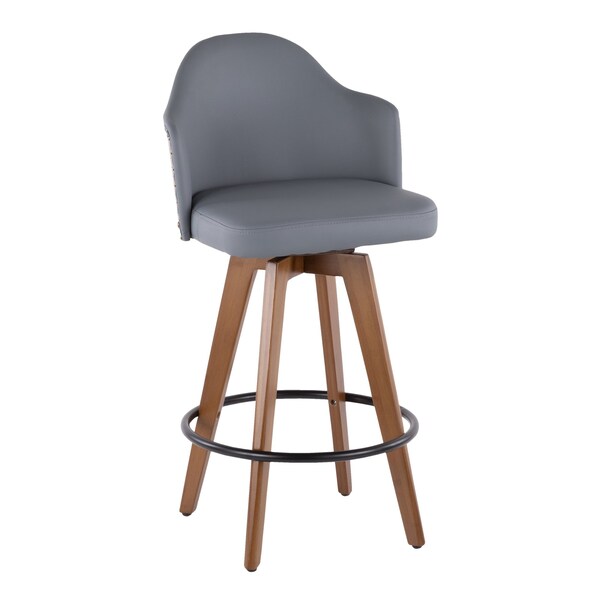 Lumisource Ahoy Counter Stool in Walnut and Grey Faux Leather - B26-AHOY WL+GY