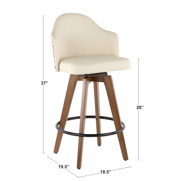 Lumisource Ahoy Counter Stool in Walnut and Grey Faux Leather - B26-AHOY WL+GY