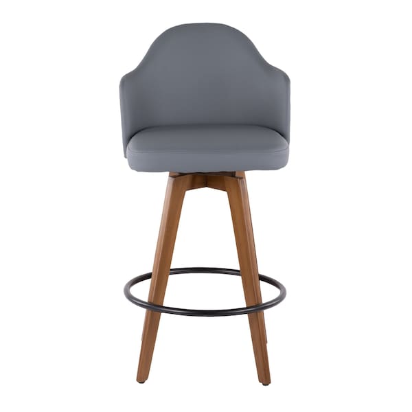 Lumisource Ahoy Counter Stool in Walnut and Grey Faux Leather - B26-AHOY WL+GY
