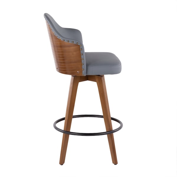 Lumisource Ahoy Counter Stool in Walnut and Grey Faux Leather - B26-AHOY WL+GY