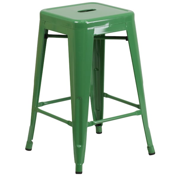 Flash Furniture 24" High Backless Green Metal Counter Height Stool - CH-31320-24-GN-GG