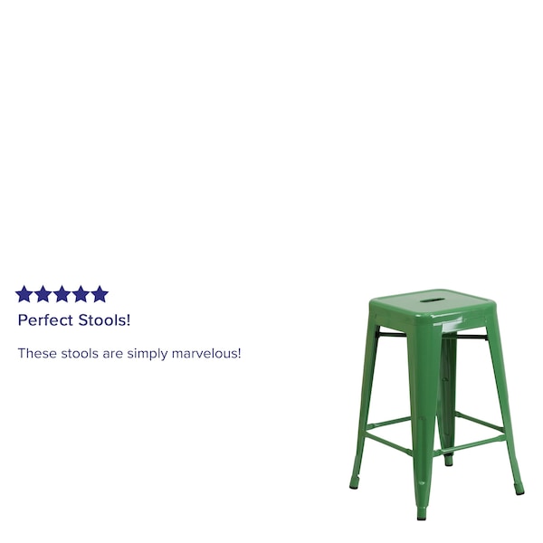 Flash Furniture 24" High Backless Green Metal Counter Height Stool - CH-31320-24-GN-GG