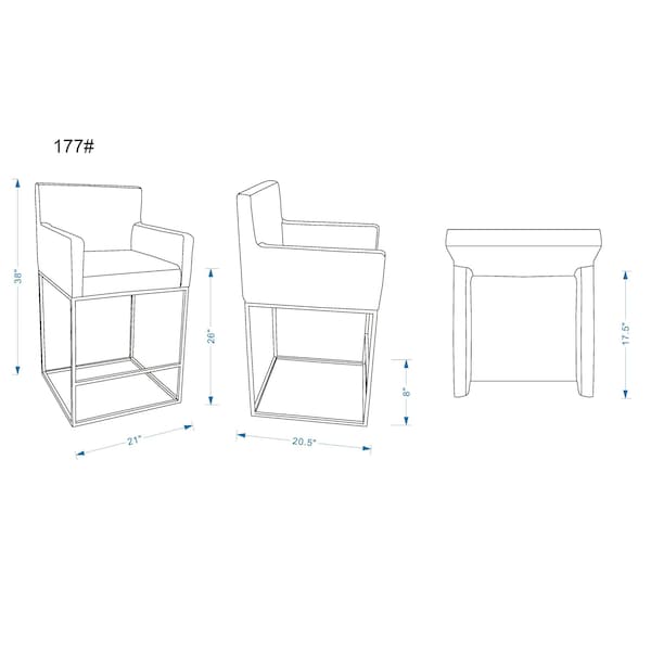 Manhattan Comfort Ambassador Counter Stool in Cream and Black (Set of 3) - 3-CS010-CR
