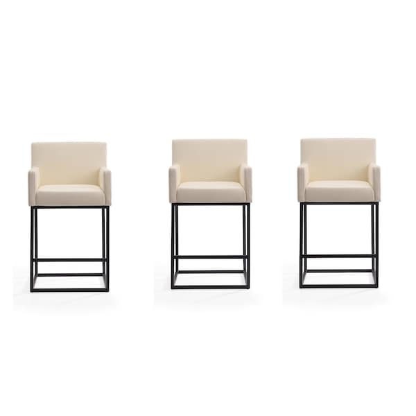 Manhattan Comfort Ambassador Counter Stool in Cream and Black (Set of 3) - 3-CS010-CR