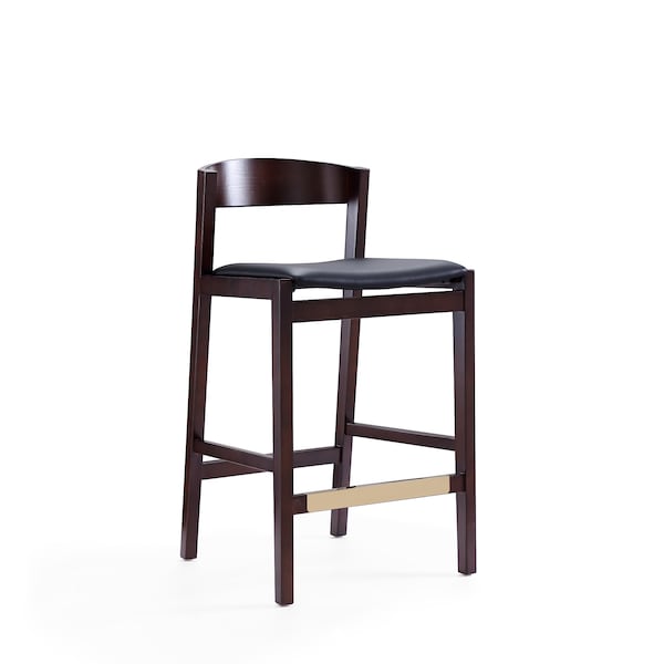 Manhattan Comfort Klismos Counter Stool in Black and Dark Walnut (Set of 2) - 2-CS007-BK