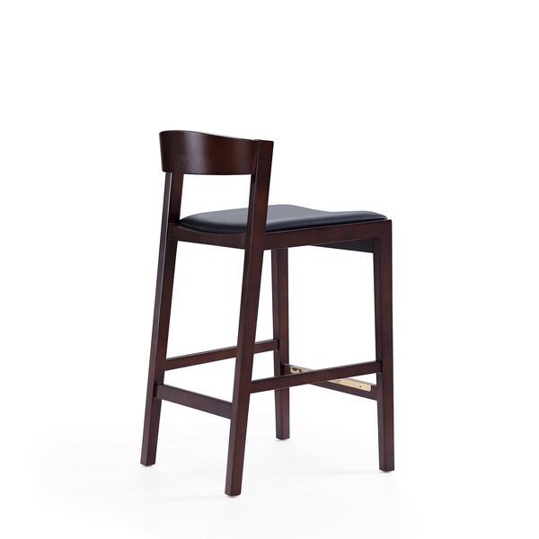 Manhattan Comfort Klismos Counter Stool in Black and Dark Walnut (Set of 2) - 2-CS007-BK