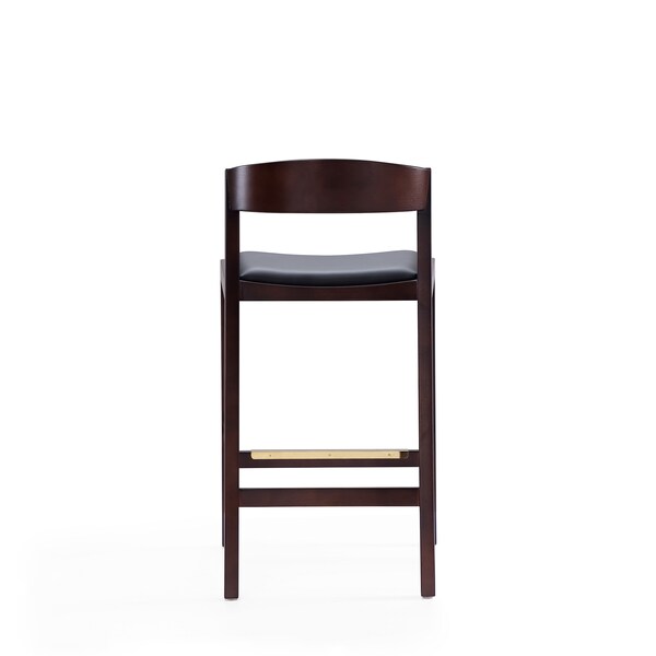 Manhattan Comfort Klismos Counter Stool in Black and Dark Walnut (Set of 2) - 2-CS007-BK