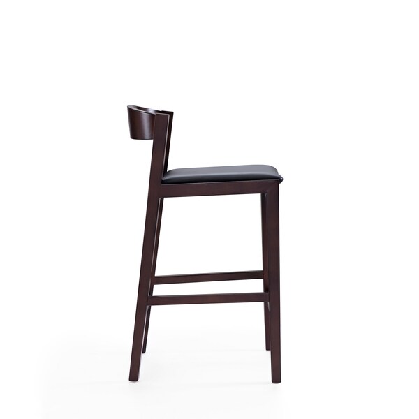 Manhattan Comfort Klismos Counter Stool in Black and Dark Walnut (Set of 2) - 2-CS007-BK