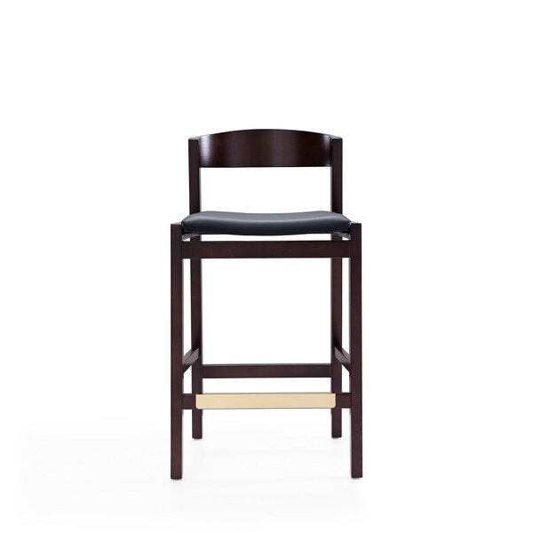 Manhattan Comfort Klismos Counter Stool in Black and Dark Walnut (Set of 2) - 2-CS007-BK