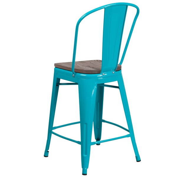Flash Furniture Teal Metal Counter Stool, 24" - 4-ET-3534-24-CB-WD-GG