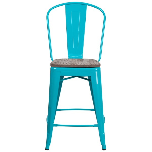 Flash Furniture Teal Metal Counter Stool, 24" - 4-ET-3534-24-CB-WD-GG
