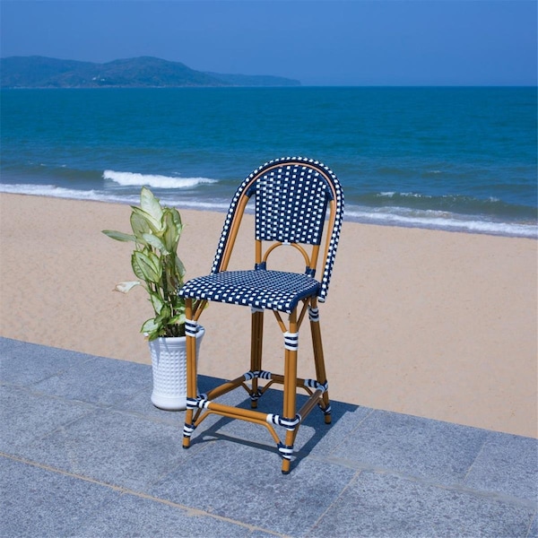 Safavieh 19.75 x 21.5 x 35 in. California Counter Stool Navy & White - PAT7532E