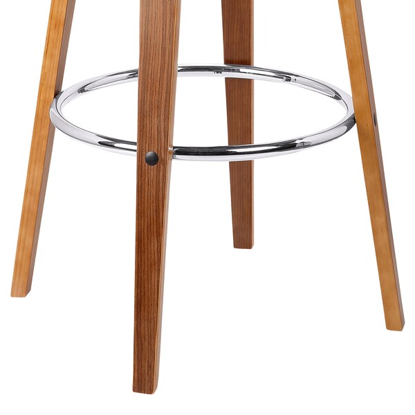 Armen Living Jayden 26" Counter Height Swivel Brown Faux Leather and Walnut Wood Bar Stool - LCJYBABRWA26