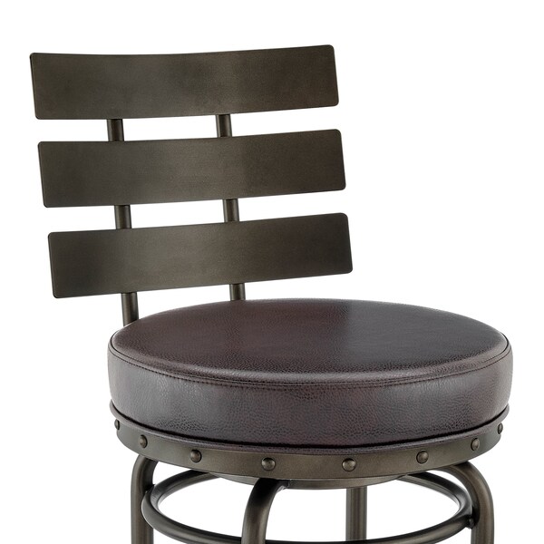 Armen Living Natya Swivel Counter or Bar Stool in Mocha Finish with Brown Faux Leather - 840254333673