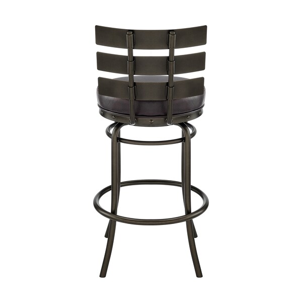Armen Living Natya Swivel Counter or Bar Stool in Mocha Finish with Brown Faux Leather - 840254333673