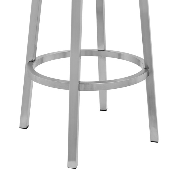 Armen Living Gem 30" Swivel Modern Metal and Gray Faux Leather Bar and Counter Stool - LCGEBABSGR30