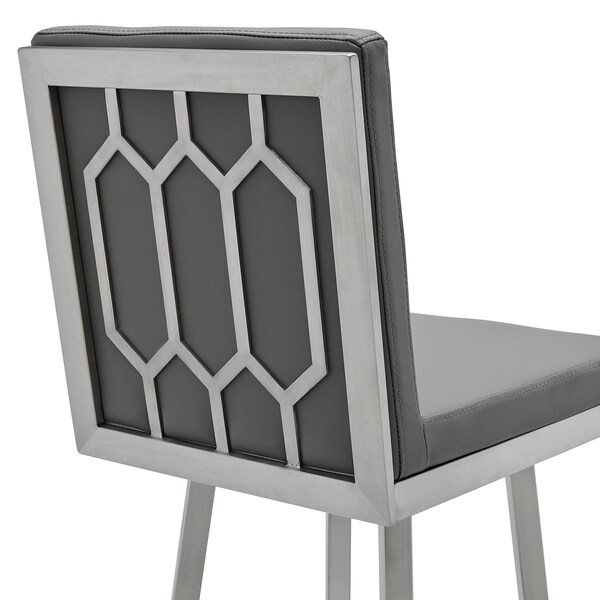 Armen Living Gem 30" Swivel Modern Metal and Gray Faux Leather Bar and Counter Stool - LCGEBABSGR30