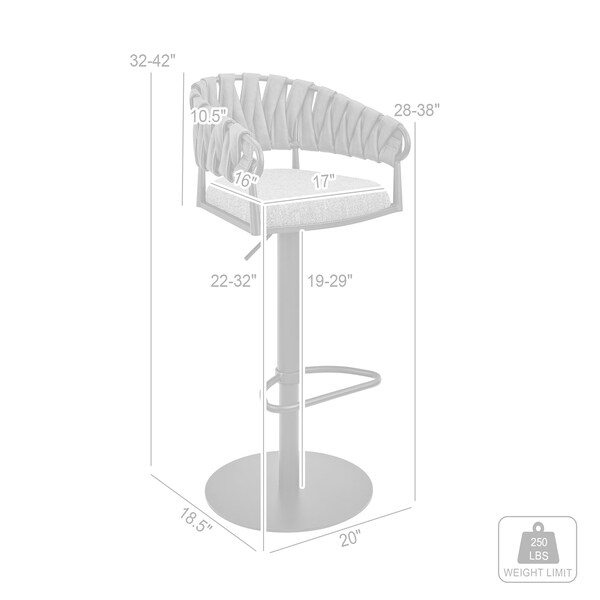 Armen Living Blaise Adjustable Swivel Counter or Bar Stool in Black Metal with Gray Fabric and Faux Leather - LCBLBABLK