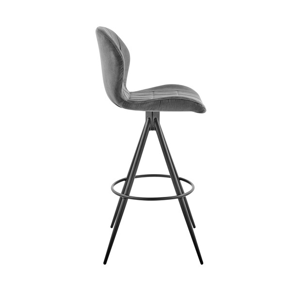 Armen Living Catalina 26" Swivel Counter Height Bar Stool in Charcoal Fabric and Black Finish - LCCTBACH26