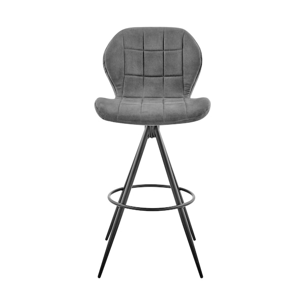 Armen Living Catalina 26" Swivel Counter Height Bar Stool in Charcoal Fabric and Black Finish - LCCTBACH26