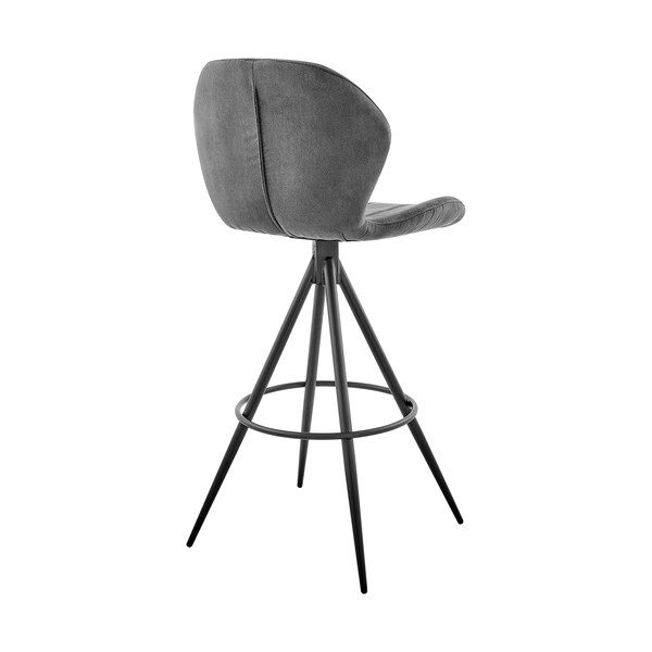 Armen Living Catalina 26" Swivel Counter Height Bar Stool in Charcoal Fabric and Black Finish - LCCTBACH26