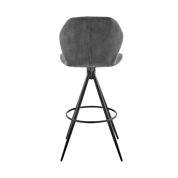 Armen Living Catalina 26" Swivel Counter Height Bar Stool in Charcoal Fabric and Black Finish - LCCTBACH26