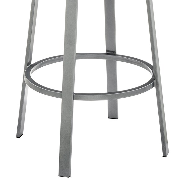Armen Living Neura Swivel Counter or Bar Stool in Cloud Finish with White Faux Leather - 840254333536