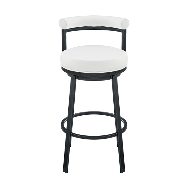 Armen Living Neura Swivel Counter or Bar Stool in Cloud Finish with White Faux Leather - 840254333536