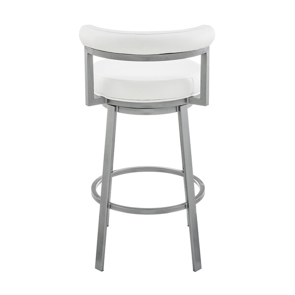 Armen Living Neura Swivel Counter or Bar Stool in Cloud Finish with White Faux Leather - 840254333536