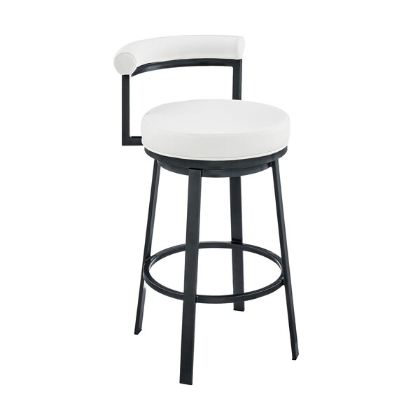 Armen Living Neura Swivel Counter or Bar Stool in Cloud Finish with White Faux Leather - 840254333536