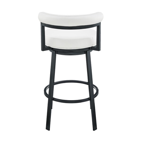 Armen Living Neura Swivel Counter or Bar Stool in Cloud Finish with White Faux Leather - 840254333536