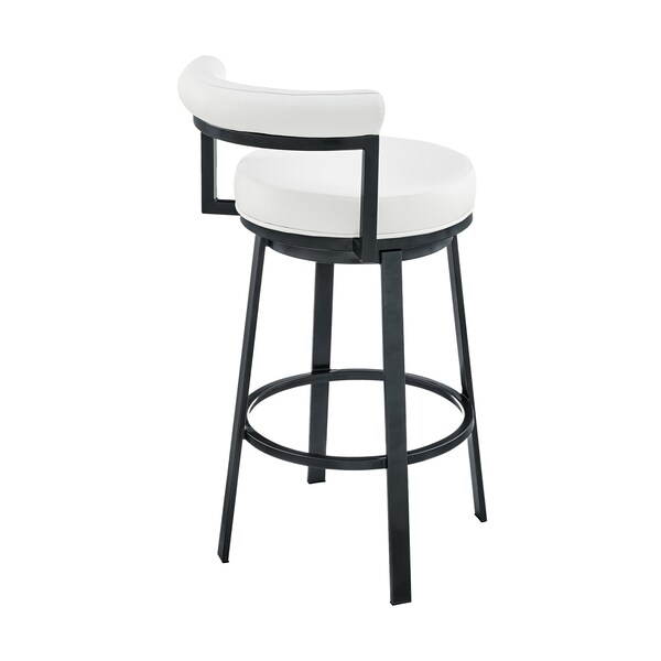 Armen Living Neura Swivel Counter or Bar Stool in Cloud Finish with White Faux Leather - 840254333536